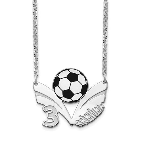 Name & Number Soccer Ball 18" Necklace- Sparkle & Jade-SparkleAndJade.com XNA916SS