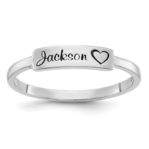 Name with Heart Bar Ring- Sparkle & Jade-SparkleAndJade.com XNR89SS