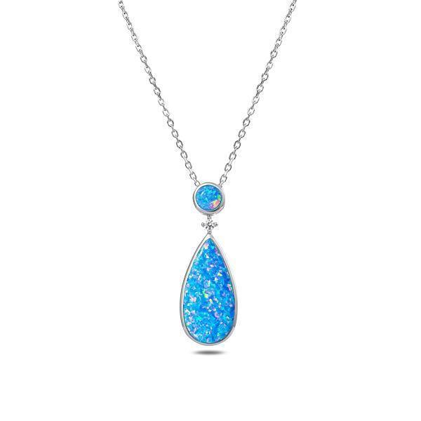 Sterling Silver Opal Bay Splash Teardrop Pendant Necklace by Alamea- Sparkle & Jade-SparkleAndJade.com 760-31-31