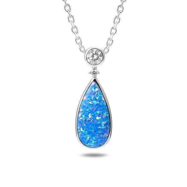 Sterling Silver Opal Bay Splash Teardrop Pendant Necklace by Alamea- Sparkle & Jade-SparkleAndJade.com 763-31-31