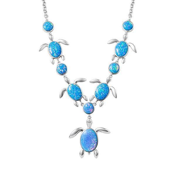 Sterling Silver Opal Honu Turtle Charm Necklace by Alamea- Sparkle & Jade-SparkleAndJade.com 554-35-31