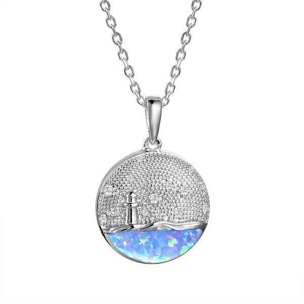 Opal Lighthouse Medallion Pendant- Sparkle & Jade-SparkleAndJade.com 618-31-31