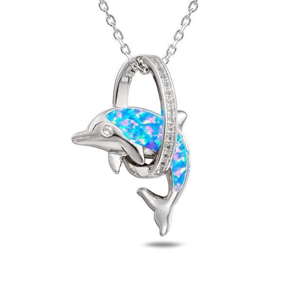 Sterling Silver Opal Dolphin Pendant by Alamea- Sparkle & Jade-SparkleAndJade.com 883-31-31