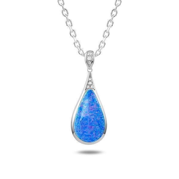 Sterling Silver Opal Nouveau Icy Teardrop Pendant Necklace by Alamea- Sparkle & Jade-SparkleAndJade.com 759-31-31
