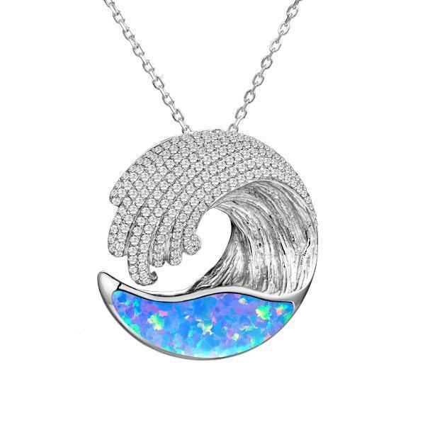 Sterling Silver Opal Ocean Wave Pendant by Alamea- Sparkle & Jade-SparkleAndJade.com 411-31-32