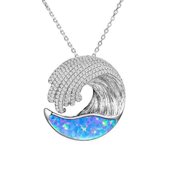 Sterling Silver Opal Ocean Wave Pendant by Alamea- Sparkle & Jade-SparkleAndJade.com 411-31-33
