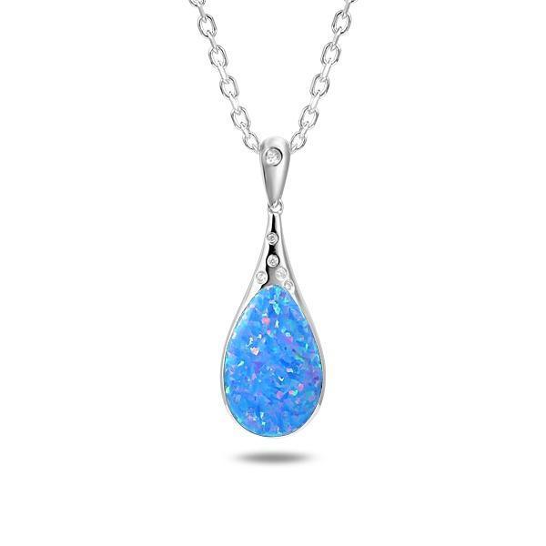 Sterling Silver Opal Starry Sky Teardrop Pendant Necklace by Alamea- Sparkle & Jade-SparkleAndJade.com 766-31-31