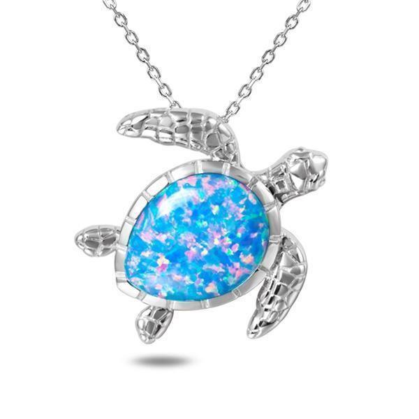 Sterling Silver Opal Swimming Honu Turtle Pendant by Alamea- Sparkle & Jade-SparkleAndJade.com 873-31-31
