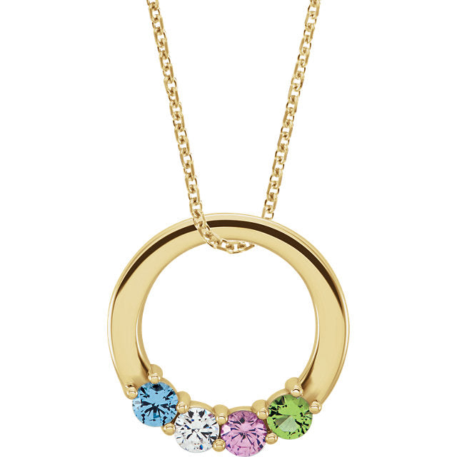 Open Circle Mother's Family Birthstone Pendant or Necklace- Sparkle & Jade-SparkleAndJade.com 