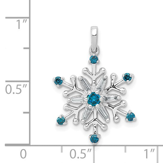 14k White Gold 1/4 CT Blue and White Diamond Snowflake Pendant- Sparkle & Jade-SparkleAndJade.com PM5161-BD-025-WA