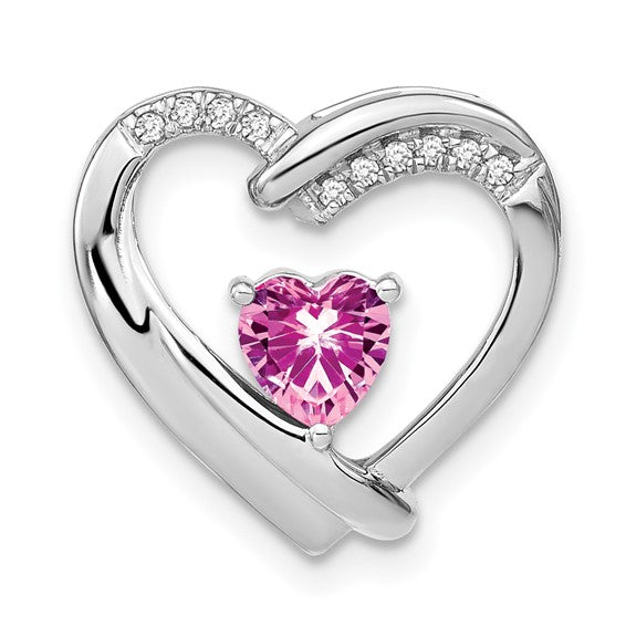 Sterling Silver Gemstone and Diamond Heart Pendants- Sparkle & Jade-SparkleAndJade.com PM7018-CPS-005-SSA