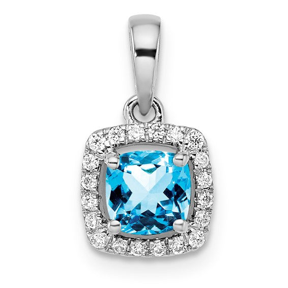 Sterling Silver Blue Topaz and CZ Pendant Necklace- Sparkle & Jade-SparkleAndJade.com 