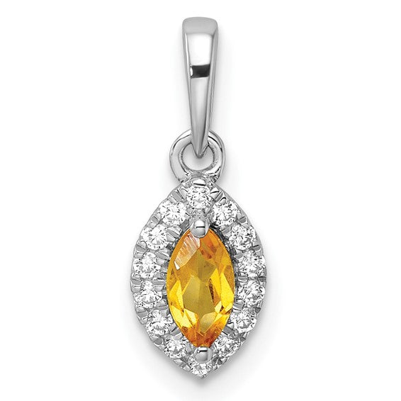 14K White Gold Lab Grown Diamond and Marquise Gemstone Pendants- Sparkle & Jade-SparkleAndJade.com PM9354-CI-010-WLG