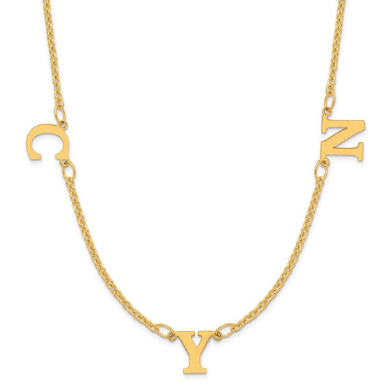 Personalized Brushed Finish Letter Dangle Necklaces - Up to 8 Letters- Sparkle & Jade-SparkleAndJade.com XNA1116/3GP
