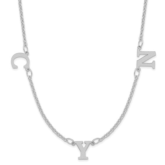 Personalized Brushed Finish Letter Dangle Necklaces - Up to 8 Letters- Sparkle & Jade-SparkleAndJade.com XNA1116/3SS