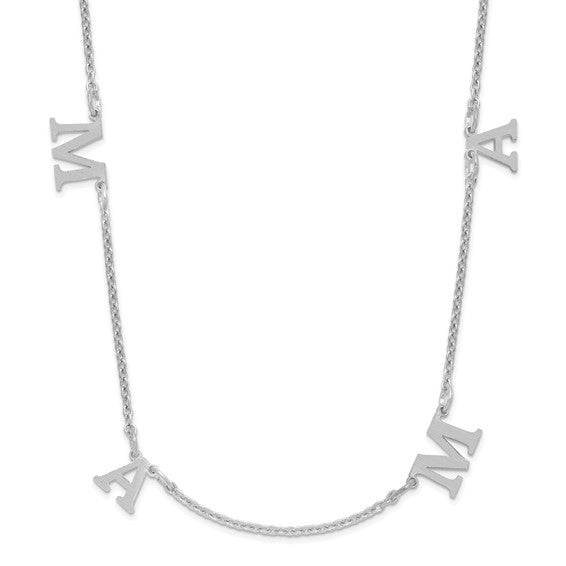 Personalized Brushed Finish Letter Dangle Necklaces - Up to 8 Letters- Sparkle & Jade-SparkleAndJade.com XNA1116/4SS