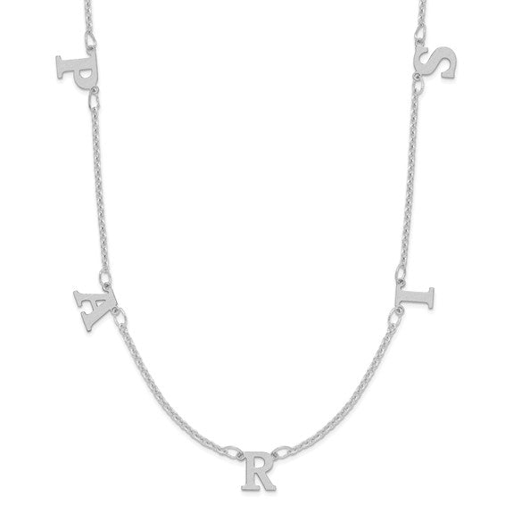 Personalized Brushed Finish Letter Dangle Necklaces - Up to 8 Letters- Sparkle & Jade-SparkleAndJade.com XNA1116/5SS