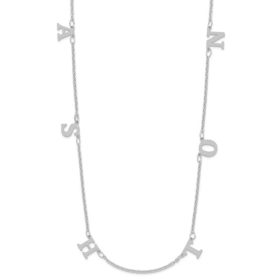 Personalized Brushed Finish Letter Dangle Necklaces - Up to 8 Letters- Sparkle & Jade-SparkleAndJade.com XNA1116/6SS