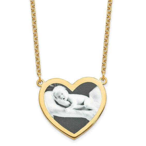Personalized Large 1 inch Photo Heart Necklace- Sparkle & Jade-SparkleAndJade.com 