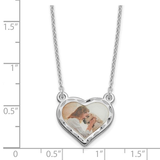 Personalized Small 12 mm Photo Heart with Beveled Edge Necklace- Sparkle & Jade-SparkleAndJade.com 
