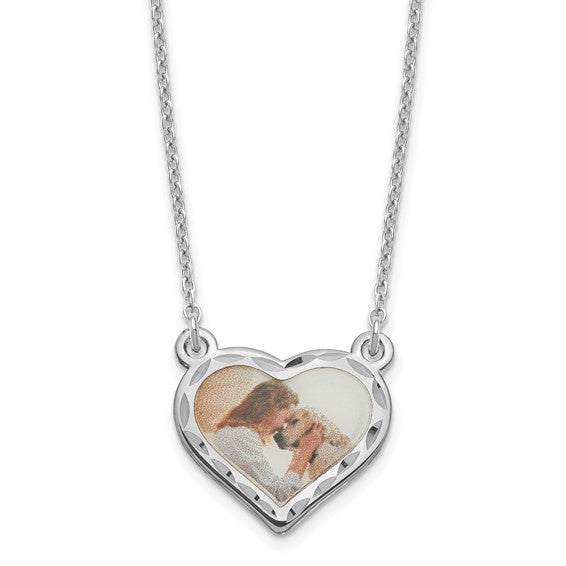 Personalized Small 12 mm Photo Heart with Beveled Edge Necklace- Sparkle & Jade-SparkleAndJade.com SB351SS-18