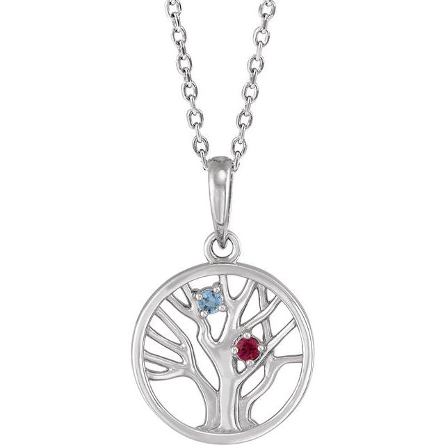 Petite Family Tree Circle Birthstone Pendant or Necklace- Sparkle & Jade-SparkleAndJade.com 88242