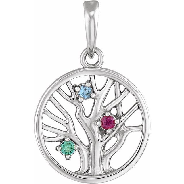 Petite Family Tree Circle Birthstone Pendant or Necklace- Sparkle & Jade-SparkleAndJade.com 88242