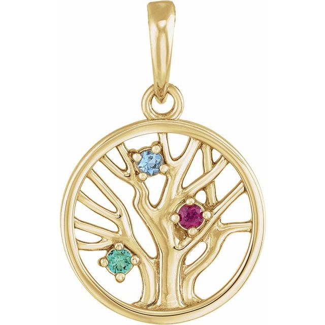 Petite Family Tree Circle Birthstone Pendant or Necklace- Sparkle & Jade-SparkleAndJade.com 88242