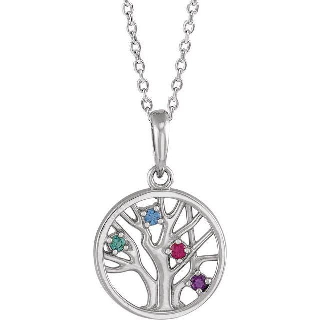 Petite Family Tree Circle Birthstone Pendant or Necklace- Sparkle & Jade-SparkleAndJade.com 88242