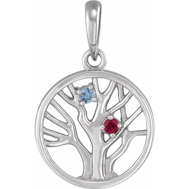 Petite Family Tree Circle Birthstone Pendant or Necklace- Sparkle & Jade-SparkleAndJade.com 88242