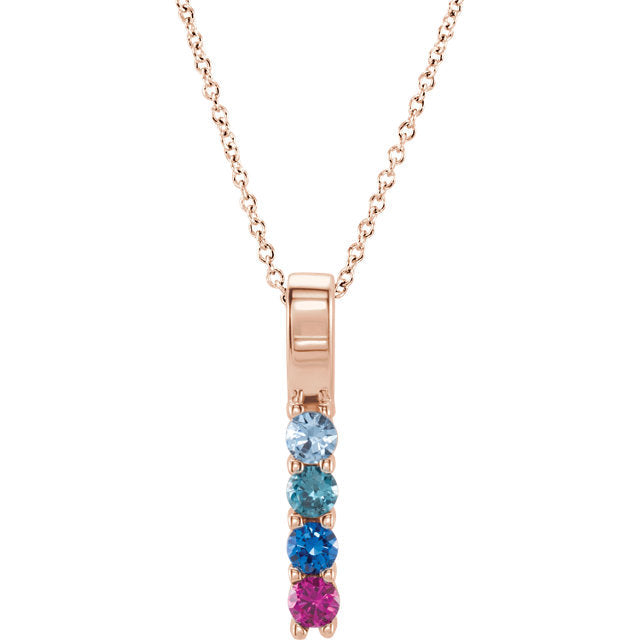 Personalized Birthstone Vertical Bar Petite Pendant Necklace