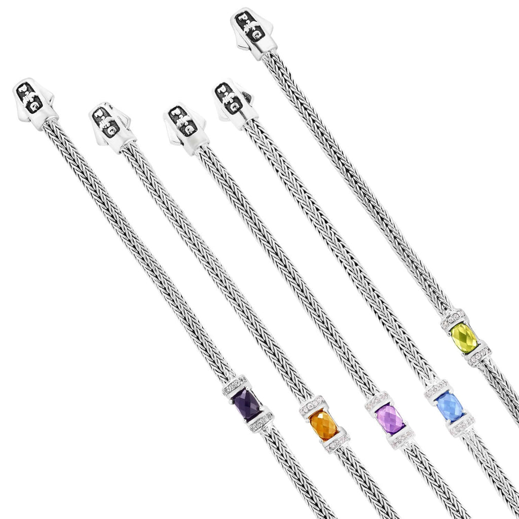 Phillip Gavriel Silver Woven Chain Mini Gemstone Bracelet- Sparkle & Jade-SparkleAndJade.com 