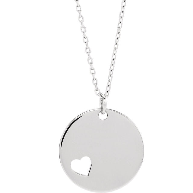 Pierced Heart Cut Out Engravable Disc Pendant or Necklace- Sparkle & Jade-SparkleAndJade.com 