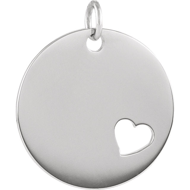 Pierced Heart Cut Out Engravable Disc Pendant or Necklace- Sparkle & Jade-SparkleAndJade.com 86619