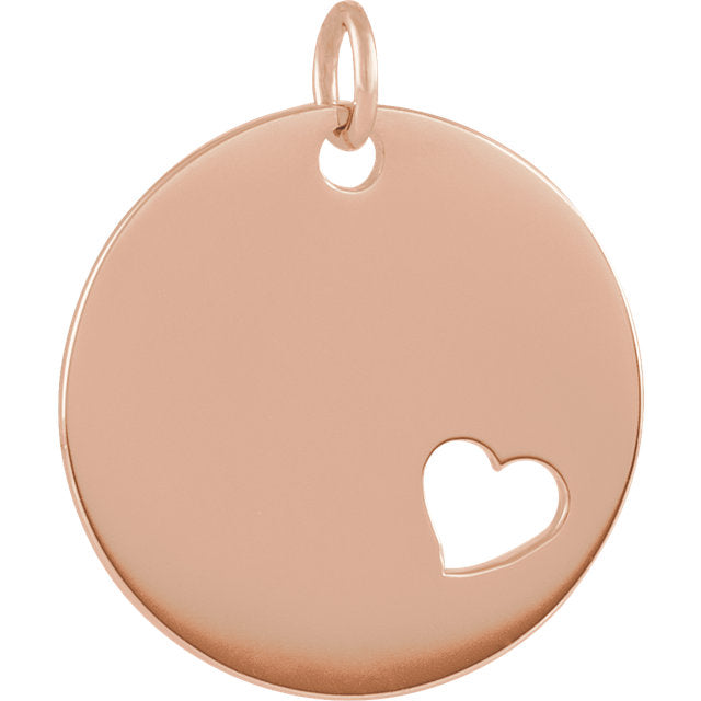 Pierced Heart Cut Out Engravable Disc Pendant or Necklace- Sparkle & Jade-SparkleAndJade.com 86619:602:P