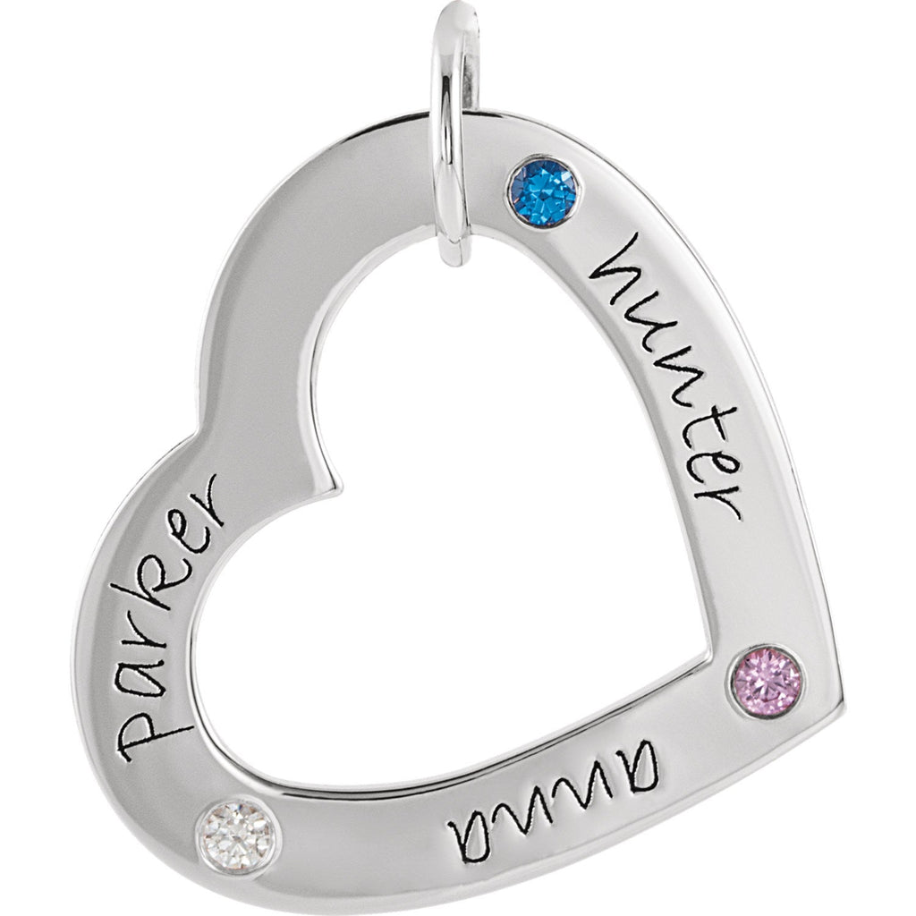 Posh Mommy® MEDIUM Heart Birthstone Pendant- Sparkle & Jade-SparkleAndJade.com 86119