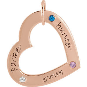 Posh Mommy® MEDIUM Heart Birthstone Pendant- Sparkle & Jade-SparkleAndJade.com 86119