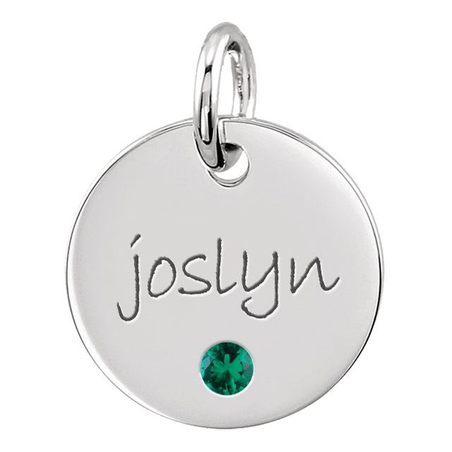 Posh Mommy® MINI 12x12mm Disc Birthstone Pendant or Necklace- Sparkle & Jade-SparkleAndJade.com 