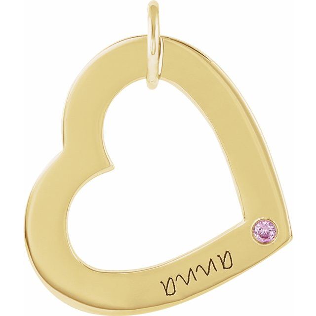 Posh Mommy® SMALL Engraved Heart Birthstone Pendant- Sparkle & Jade-SparkleAndJade.com 86093
