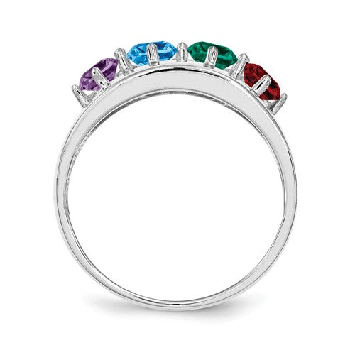 Princess Square Cut Mother's Family Birthstone Ring- Sparkle & Jade-SparkleAndJade.com 