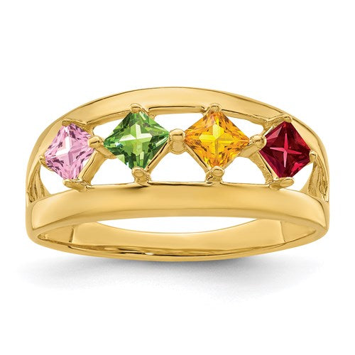 Princess Square Cut Mother's Family Birthstone Ring- Sparkle & Jade-SparkleAndJade.com XMR63/4SY
