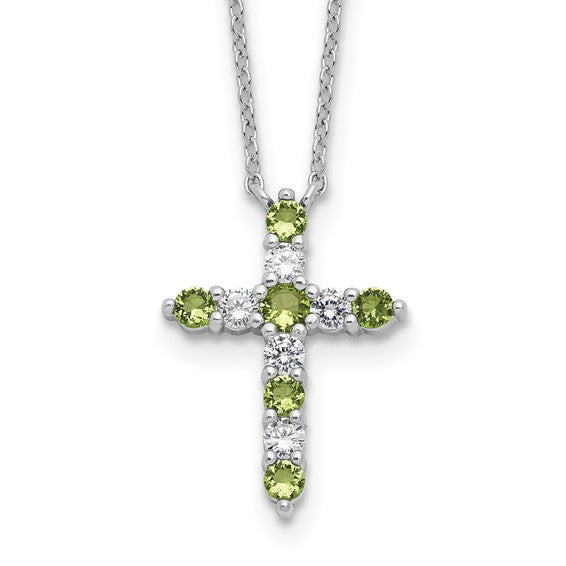 Sterling Silver Birthstone Cross Necklaces- Sparkle & Jade-SparkleAndJade.com QBPD36AUG