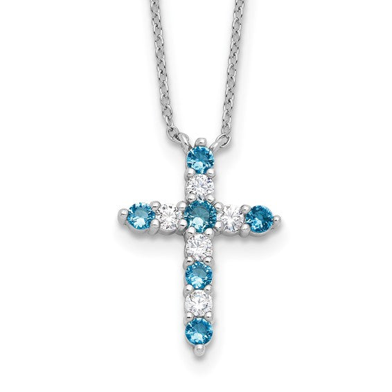 Sterling Silver Birthstone Cross Necklaces- Sparkle & Jade-SparkleAndJade.com QBPD36DEC