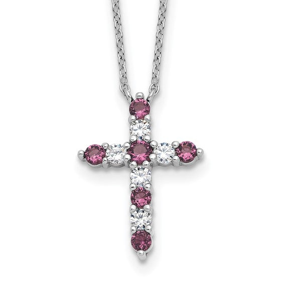 Sterling Silver Birthstone Cross Necklaces- Sparkle & Jade-SparkleAndJade.com QBPD36FEB