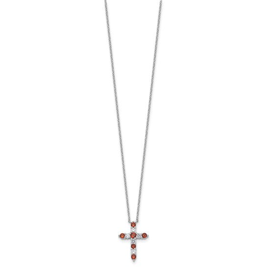 Sterling Silver Birthstone Cross Necklaces- Sparkle & Jade-SparkleAndJade.com 