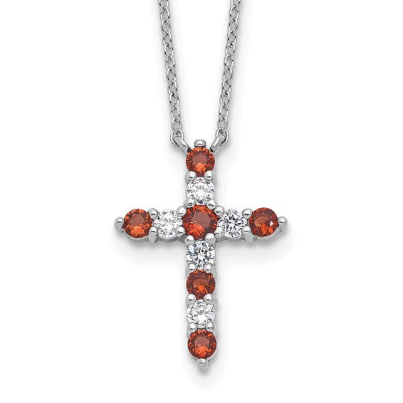 Sterling Silver Birthstone Cross Necklaces- Sparkle & Jade-SparkleAndJade.com QBPD36JAN