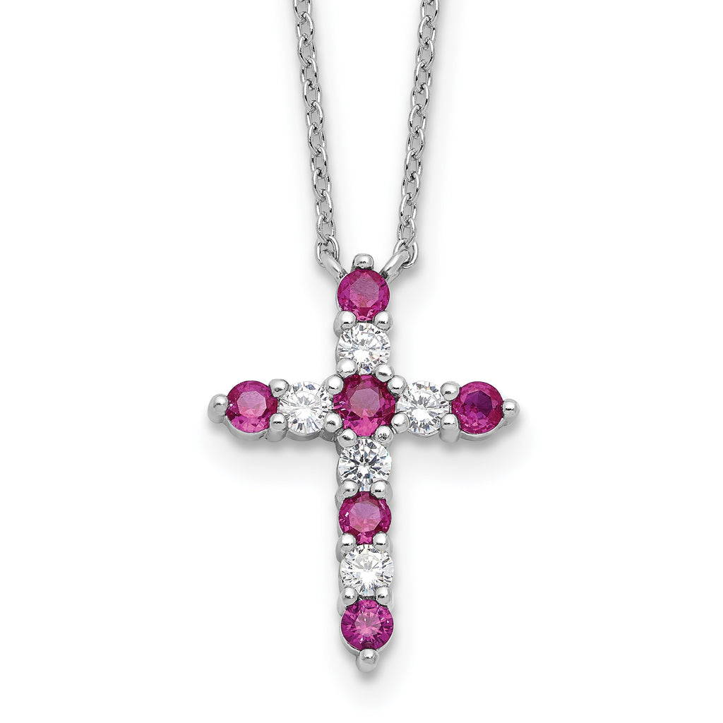 Sterling Silver Birthstone Cross Necklaces- Sparkle & Jade-SparkleAndJade.com QBPD36JUL