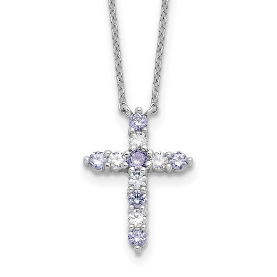 Sterling Silver Birthstone Cross Necklaces- Sparkle & Jade-SparkleAndJade.com QBPD36JUN