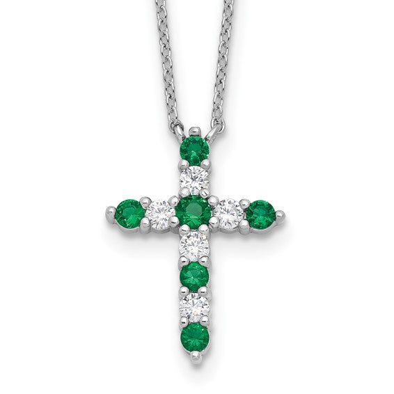 Sterling Silver Birthstone Cross Necklaces- Sparkle & Jade-SparkleAndJade.com QBPD36MAY