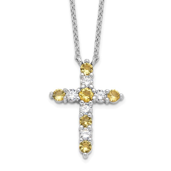 Sterling Silver Birthstone Cross Necklaces- Sparkle & Jade-SparkleAndJade.com QBPD36NOV